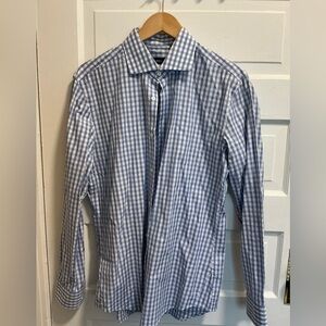 Boss Blue and White Checkered Dress Shirt